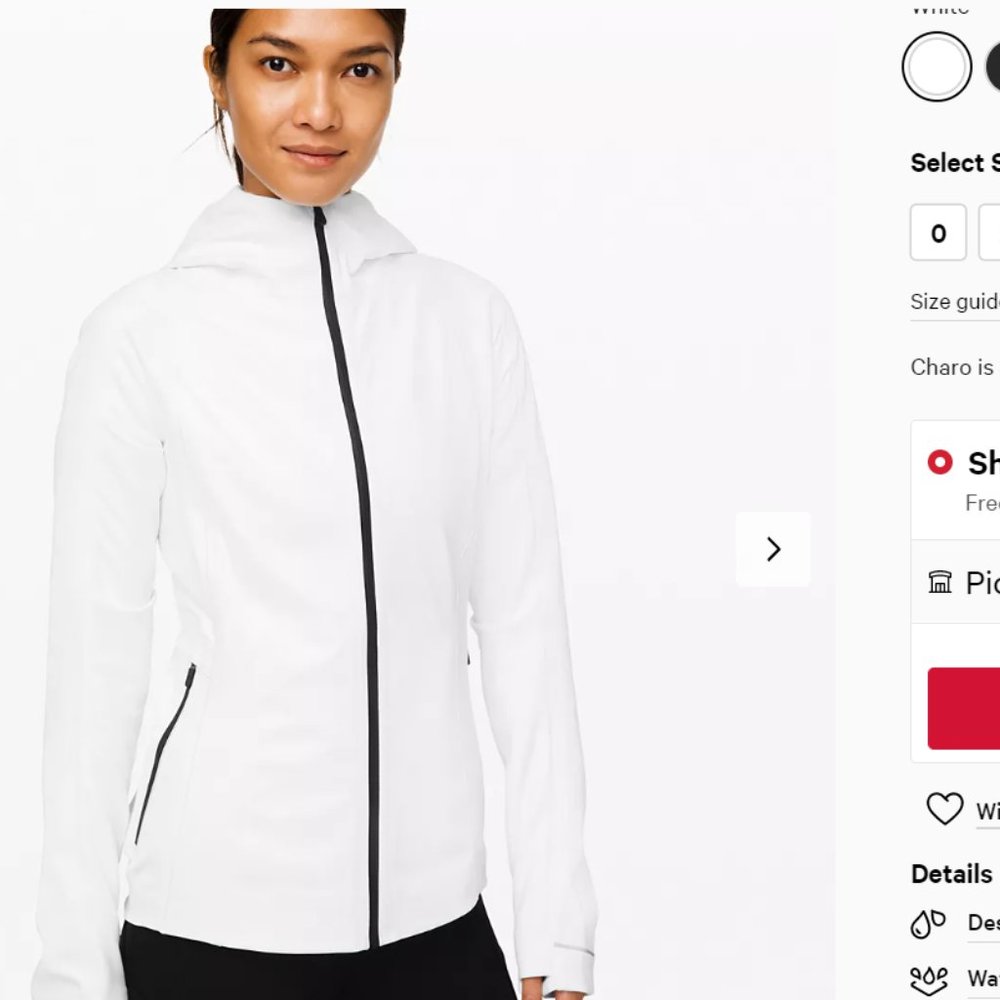 Lululemon Cross Chill Jacket White size 4